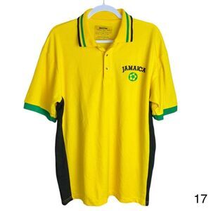 jamaica mens xl yellow green golf tennis soccer school outdoors polo shirt